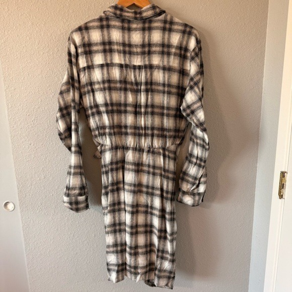 NWT Vici x Fate White Black Fall Plaid Cotton Shirt Dress Women's Size X-Large - Picture 11 of 13